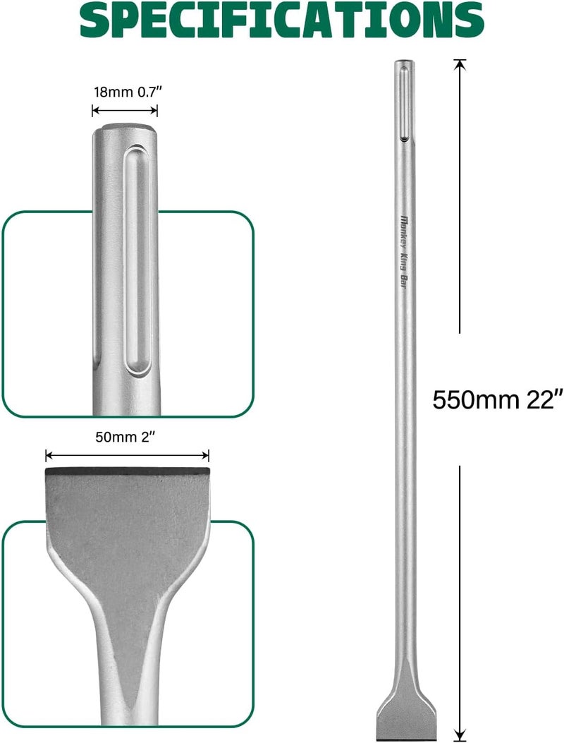 Monkey King Bar MonkeyKingBar-SDS MAX Scalling Chisel 22"x2"(550x50mm) - Demolition Bit for Sds Max Rotary Hammer, Ideal for Chipping all Building Materials - Image 2
